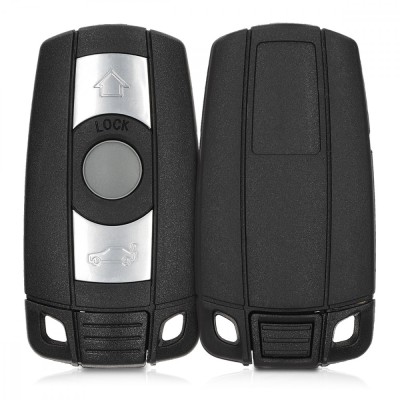 Carcasa Cheie pentru BMW - 3 Butoane - Keyless Go, kwmobile, Plastic, Negru, 48235.01 foto