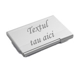 Suport carti de vizita aluminiu, gravat, personalizat cu nume sau sigla, 95 x 65 x 7 mm