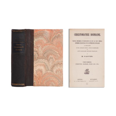 M. Gaster, Chrestomatie rom&amp;acirc;nă, 1891, două volume colligate, cu ex-librisul lui Theodor Capidan foto