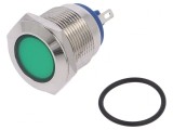 Lampa LED verde 12V 19mm alamă