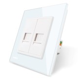 Priza internet dubla Livolo VL-C792C-11, incastrat, rama din sticla inclusa, alb