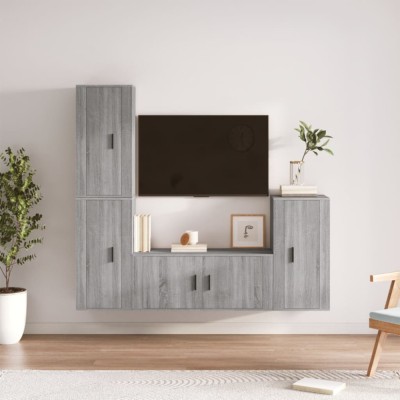 vidaXL Set dulapuri TV, 4 piese, gri sonoma, lemn prelucrat 3188596 foto