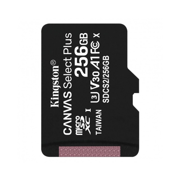 Kingston - Memory Card Canvas Select Plus (SDCS2/256GBSP) - Android A1 MicroSDXC, 256GB, Class 10 / UHS-1 U3 - Black