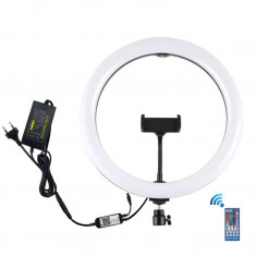 Suport pentru telefoane PU411EU PULUZ pentru Vlogging Lampa LED control telecomanda sau aplicatie lumina reglabila RGB/Alba Negru foto