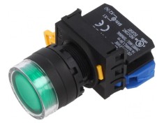 Comutator acţionat prin apăsare verde 22mm - Comutator de acţionare verde 22mm
