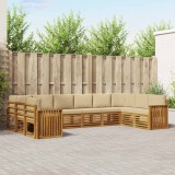 vidaXL Seturi de canapele 10 pcs Natural și Bej Lemn Solid de Acacia 3375558