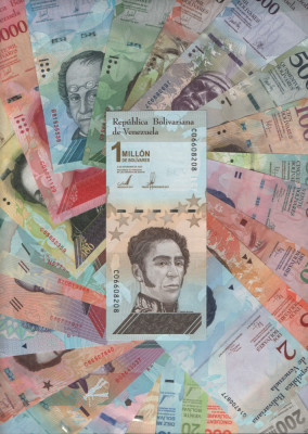 Set Venezuela cel mai complet :) 27 bancnote bolivares bolivari 2-1 milion unc foto
