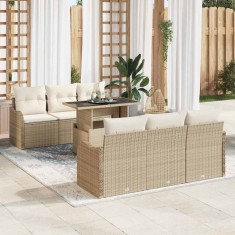 vidaXL Set de canapele pentru grădină 7 pcs Bej 100 x 55 x 73 cm 3357124