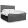 VidaXL Pat box spring cu saltea, gri &icirc;nchis, 180x200 cm, textil 3292129