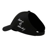 Sapca dama tip baseball , broderie inimioara, mesaj Have a Nice Day, coada de cal, Negru