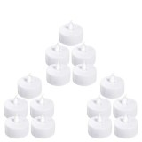 Cumpara ieftin Set 15 lumanari decorative LED albe 3.7 x 3.8 cm, lumina galbena, flacara transparenta, 45 baterii AG4 incluse, decor fara foc pentru casa si evenimen