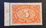 Germania / Deutsches Reich (1922&ndash;1923 Inflație) -5 Mark Margine și Număr de Coală Roșu "35..." (MINT / Neștampilat) CLK1