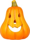 Decoratiune dovleac Halloween din teracota MagicHome, 11x10x14 cm