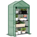 Outsunny Seră de Grădină Balcon cu Rafturi 4 Nivele 90L x 49l x 160H cm Oțel galvanizat folie Detasabila PE Densitate &icirc;naltă Verde | Aosom Romania