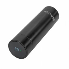 TERMOS INOX 450 ML, CU INDICATOR LED PENTRU TEMPERATURA, NEGRU,