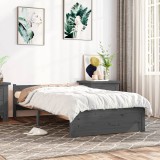 vidaXL Cadru de pat Small Single 2FT6, gri, 75x190 cm, lemn masiv