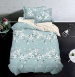 Cumpara ieftin Lenjerie De Pat Owen Xc011, Bumbac, 4 Piese, Cu Elastic, Albastru, Imprimeu