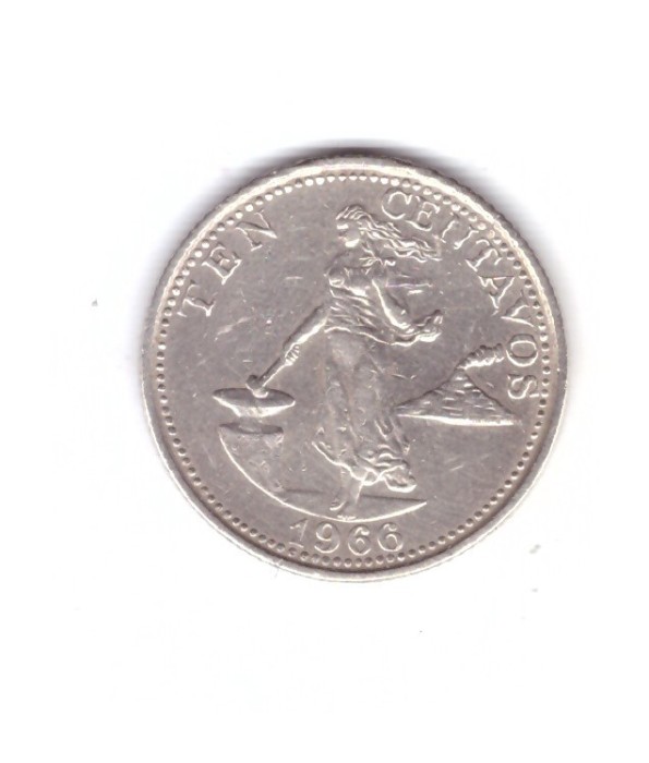 Moneda Filipine 10 centavos 1966, stare buna, curata