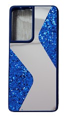 Husa silicon oglinda si sclipici ( glitter) Samsung Galaxy S21 Ultra , Albastru