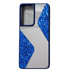 Husa silicon oglinda si sclipici ( glitter) Samsung Galaxy S21 Ultra , Albastru