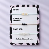 Cumpara ieftin Set 3 Bratari Reglabile din Cristale Naturale Citrin, Turmalina Neagra si Cuart Roz