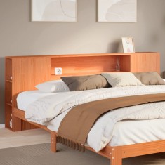 vidaXL Tăblie de pat cu depozitare maro ceruit, 200 cm, lemn masiv pin 855620