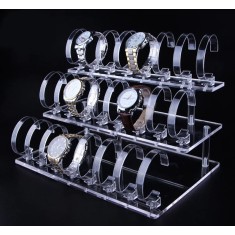 Suport expunere ceasuri 24 spatii acril transparent / negru WZ1666