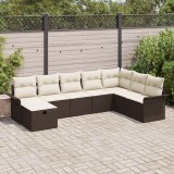 VidaXL Set de canapele pentru grădină cu pernă 8 pcs Maro Rattan poli