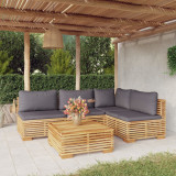 VidaXL Set mobilier grădină cu perne, 5 piese, lemn masiv de tec