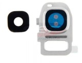 Geam Camera cu Rama Samsung Galaxy S7 Edge G935 Alb / White - Inlocuire Obiectiv