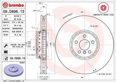 BREMBO 09.D896.13 PRIME LINE - Composite Disc frana foto