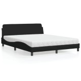 VidaXL Pat cu saltea, Dover, negru, 160x200 cm, textil 3208426