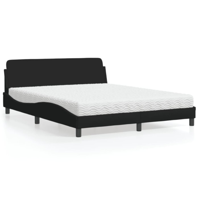 vidaXL Pat cu saltea, Dover, negru, 160x200 cm, textil 3208426
