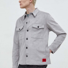 HUGO cămașă bărbați, culoarea gri, cu guler clasic, regular 50508657