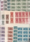 ROMANIA 1927 LP 76 SEMICENTENARUL INDEPENDENTEI SERIA IN BLOC DE 20 DE TIMBRE STARE MNH