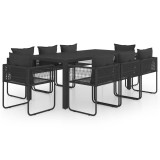 Cumpara ieftin Set mobilier de masa, 9 piese, negru, ratan PVC