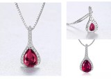 Cumpara ieftin Set Cercei si Lantisor Din Argint S925 Zirconiu Rubin Duchess Red Set278C, Argintboutique