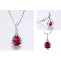 Set Cercei si Lantisor Din Argint S925 Zirconiu Rubin Duchess Red Set278C