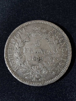 Franța 1849 A &amp;ndash; 5 franci &amp;ndash; monedă de argint #3 foto