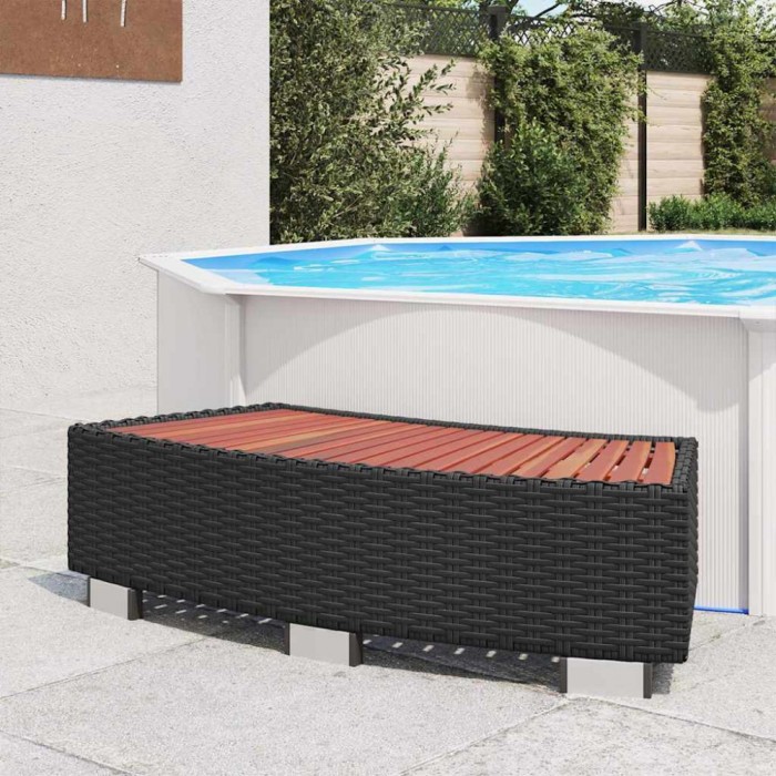 Treaptă pentru spa, negru, 92 x 45 x 25 cm, poliratan