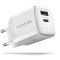 Incarcator retea PD 3.0 QC4+ 1x USB-C + 1x USB-A 30W alb AXAGON ACU-PQ30W