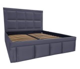 Pat tapitat Premium, 140/200 cm, urban grey 266, cu somiera metalica rabatabila si spatiu de depozitare