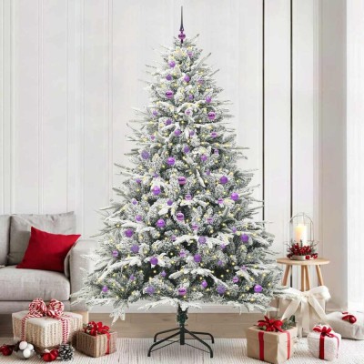 vidaXL Brad de Crăciun artificial pre-luminat cu set de bile Verde 3395421 foto