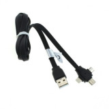 3-in-1 Cablu de date iPhone / Micro-USB / Tip USB-C- Cablu de legatura 1M Culoare Negru