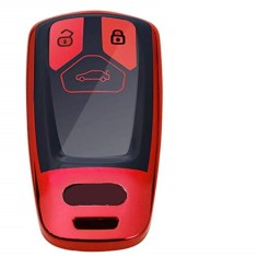 Husa Cheie Compatibila cu Audi SmartKey TPU+PC Rosu+Negru