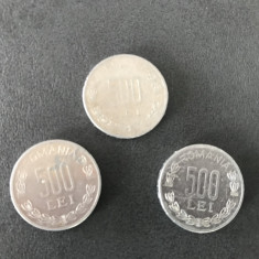 Set de 3 monede vechi de 500 lei,din aluminiu,stare perfecta,de colecție/decor.