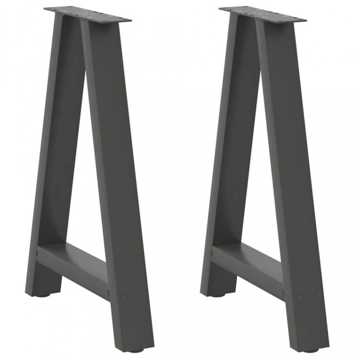 vidaXL Picioare de masă &icirc;n formă de A, 2 buc., antracit, 60x(72-73) cm, oțel