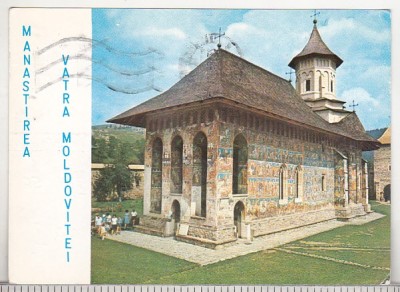 bnk cp Manastirea Vatra Moldovitei - Vedere - circulata - marca fixa foto