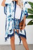 J755-441 Kimono cu print abstract si ciucurei in partea inferioara, Marime universala
