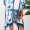 J755-441 Kimono cu print abstract si ciucurei in partea inferioara
